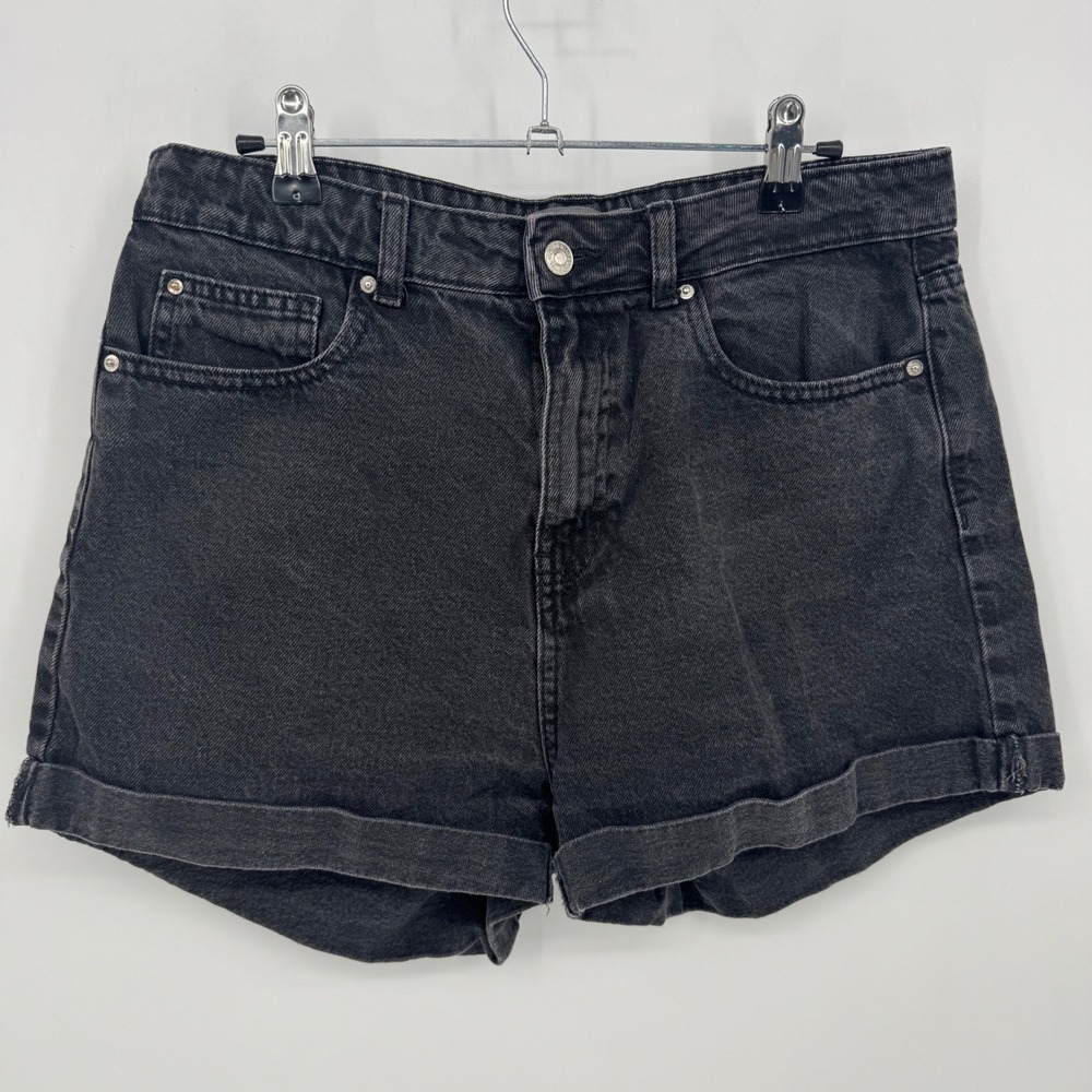 Denim Co. Black Wash High Waisted Cuffed‎ Casual Denim Shorts Women Size 10